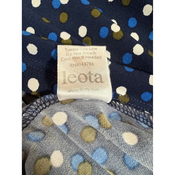 Plus Size 3X Blouse Polka Dot Tie Neck Navy Blue Short Sleeve Top Leota Academia - Picture 3 of 7